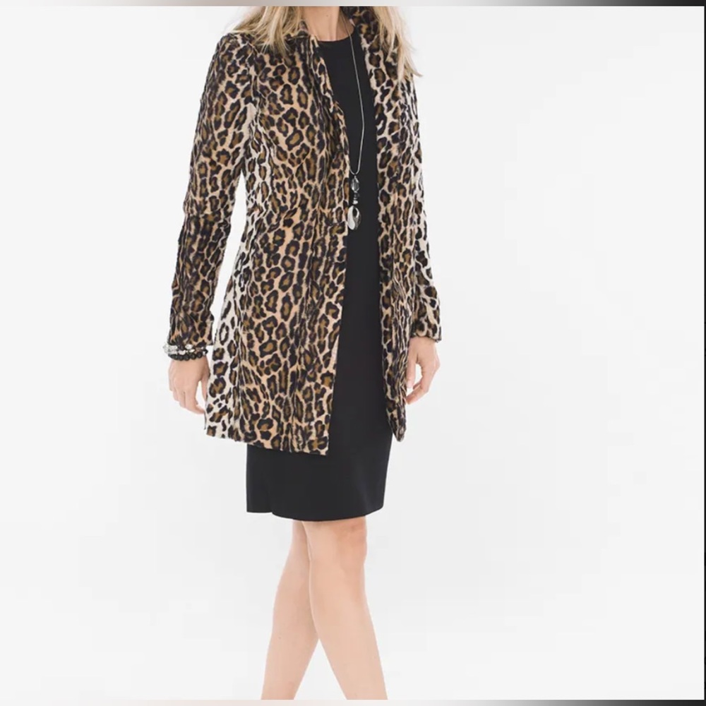 Chicos NWT faux fur animal print jacket